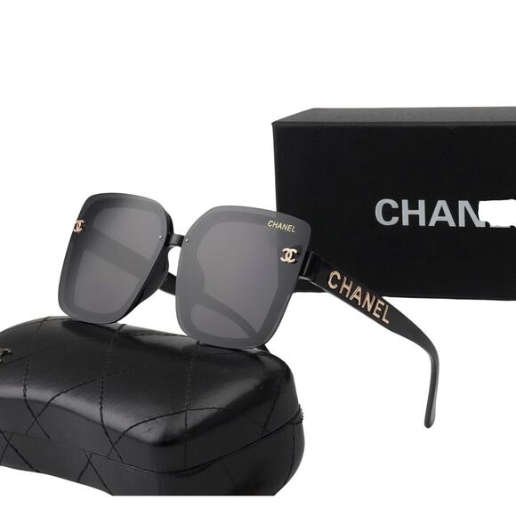 Chanel Sunglasses For Women Oversized Black Frame / Gray Lens Luxury Designer - Picture 1 of 9